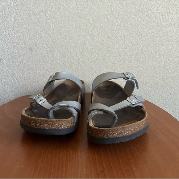 BIRKENSTOCK Women's Mayari Birko-Flor Silver Outdoor Criss Cross Straps Sz 39 8 - Picture 6 of 10